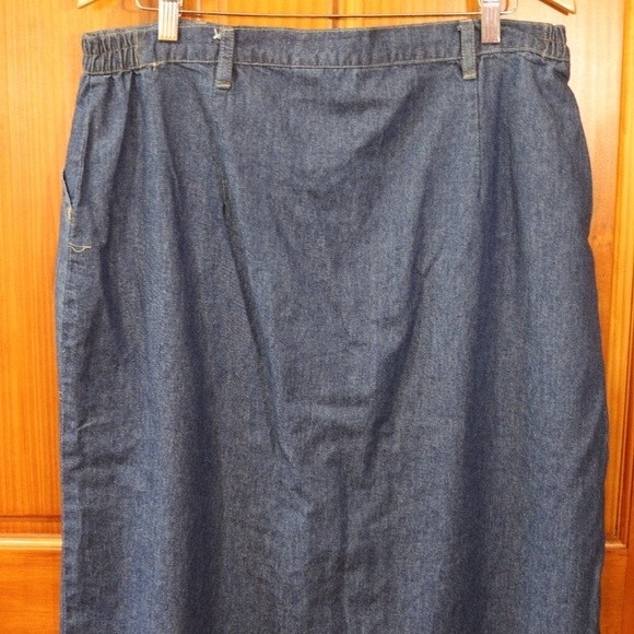 Premier Denim Button Front Midi Skirt 20W Farmhouse Cottagecore Modest 100% Cott - Picture 11 of 12